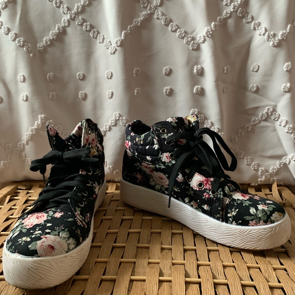 Floral High-Top Sneakers